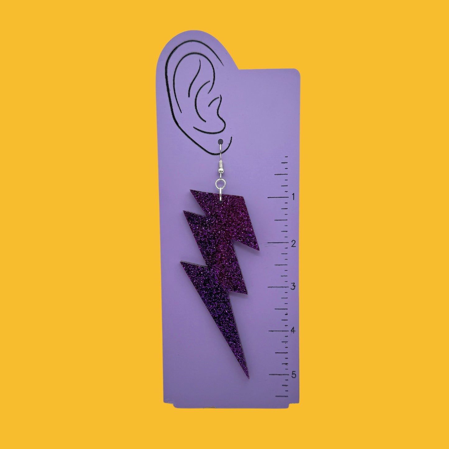 Glittery Purple Lightning Bolt Earrings - The Kitschy Cactus