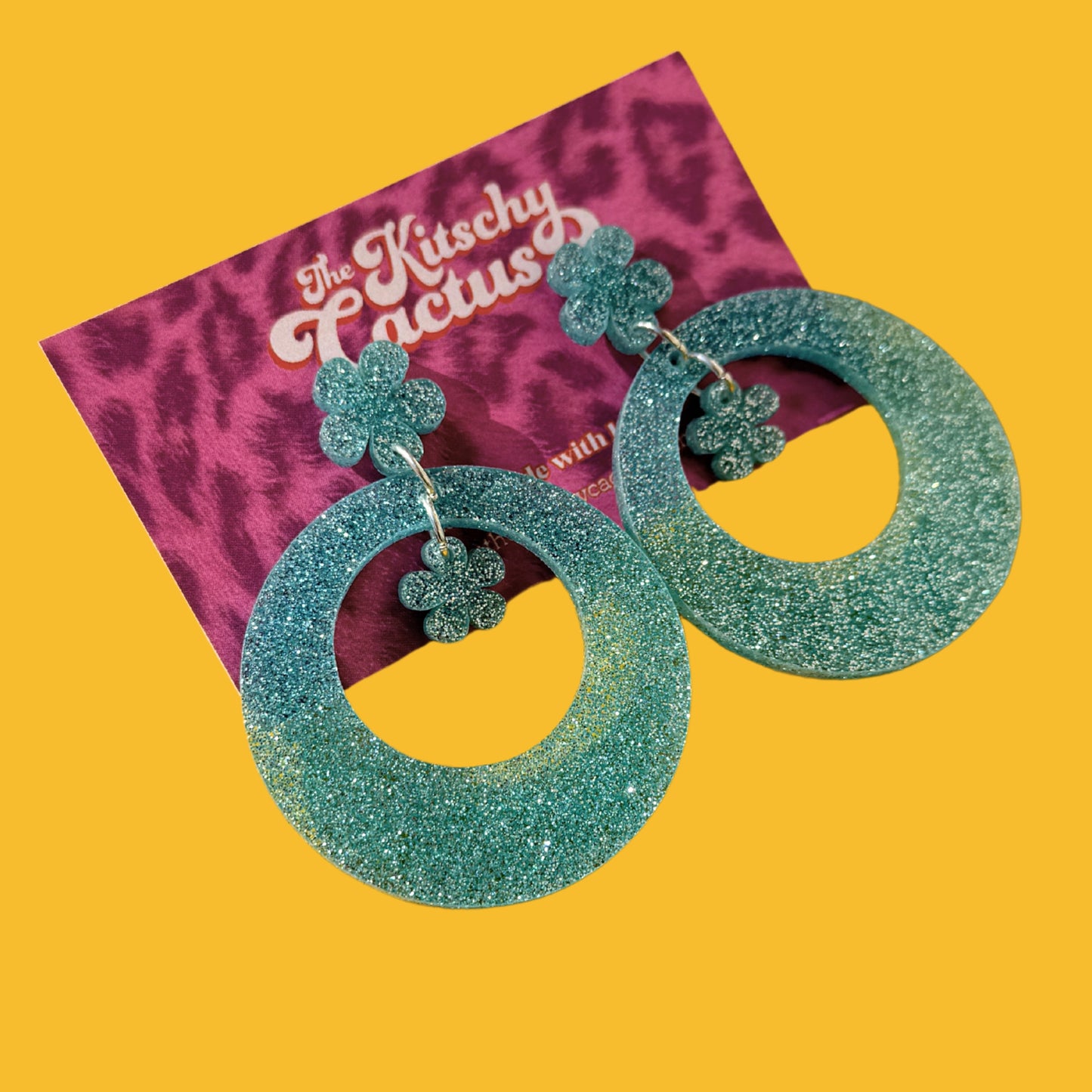 Blue Glitter Earrings - The Kitschy Cactus