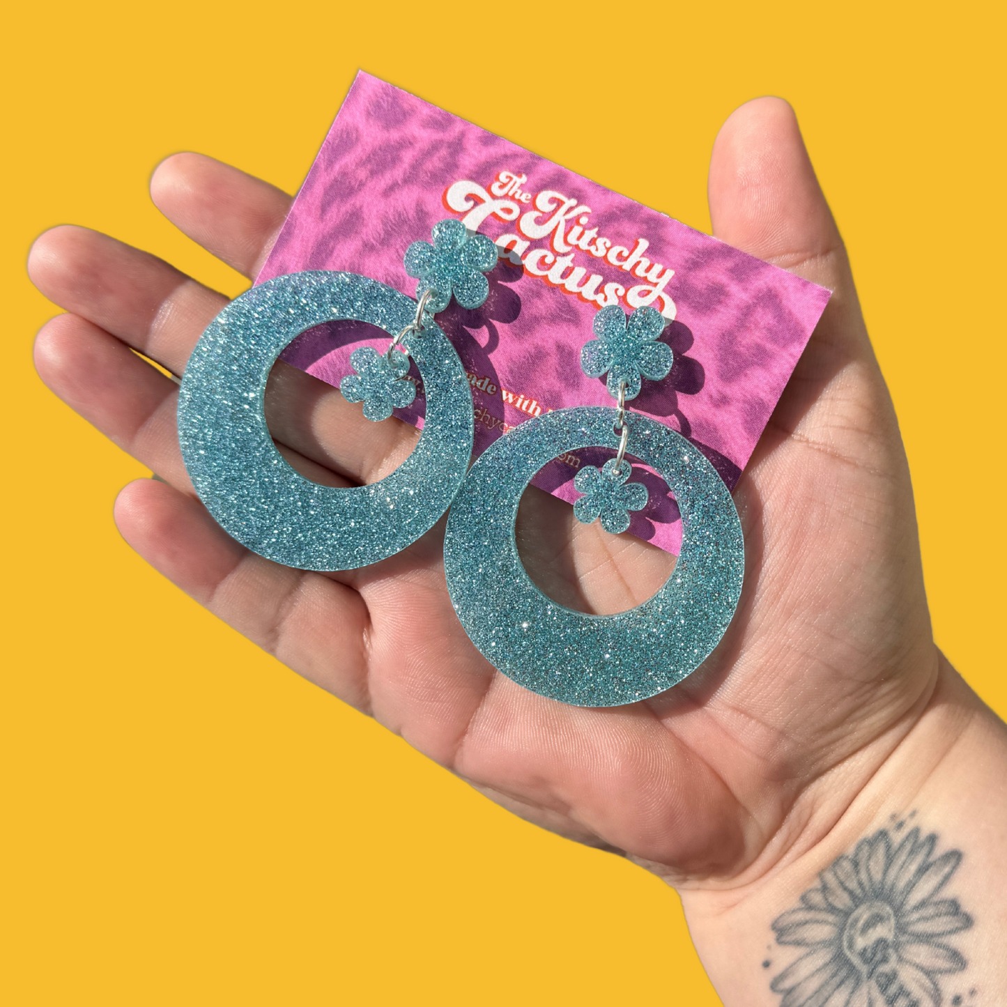Blue Glitter Earrings - The Kitschy Cactus