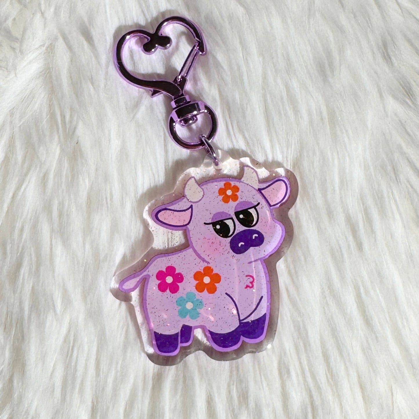 Cutie Cow Keychain (Lavender the cow) - The Kitschy Cactus