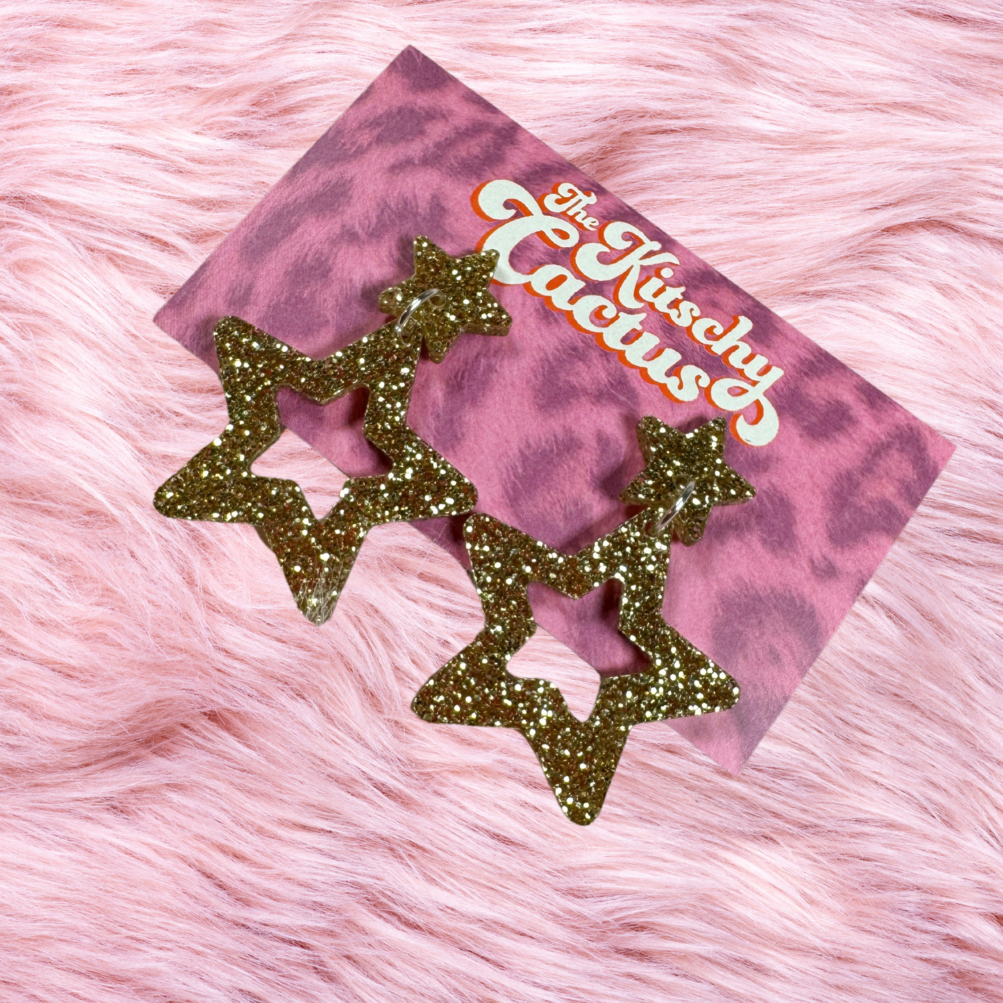 Gold Glitter Star Earrings - The Kitschy Cactus