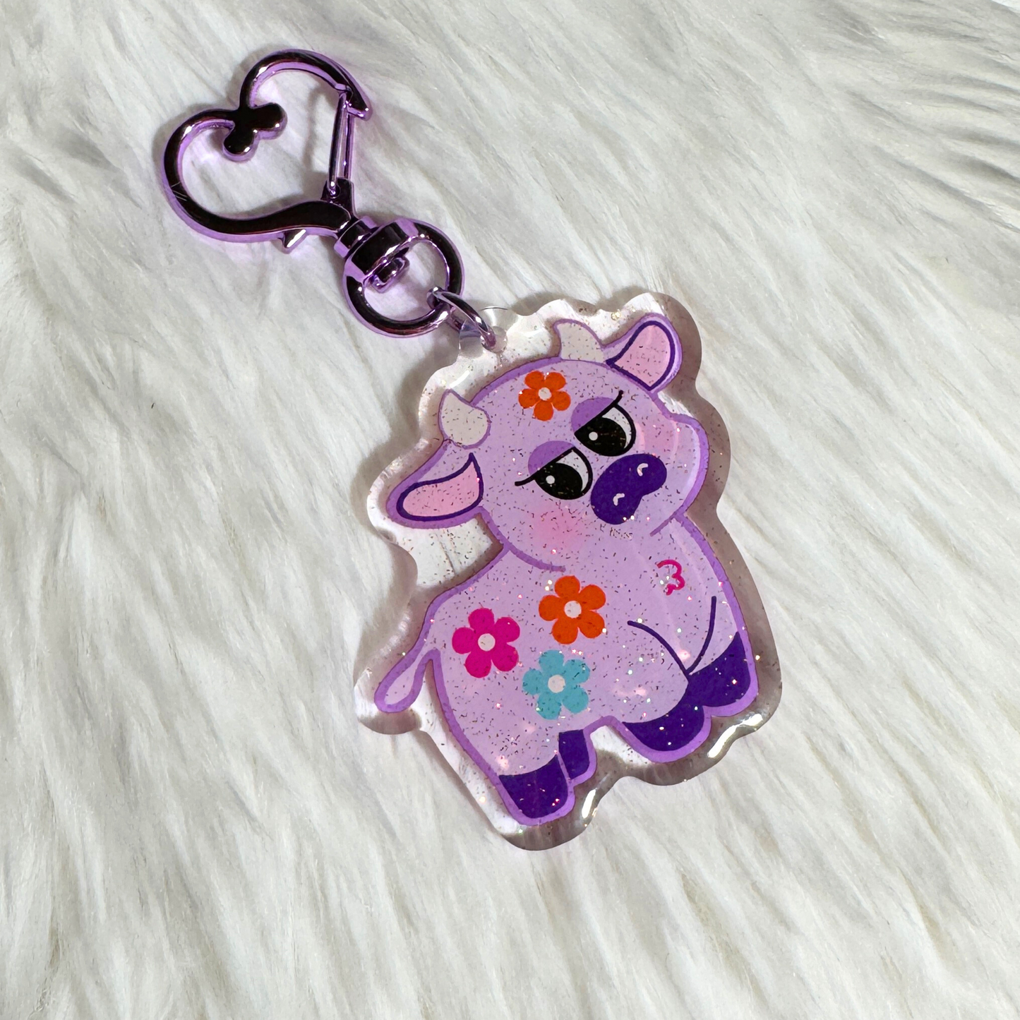 Cutie Cow Keychain (Lavender the cow) - The Kitschy Cactus