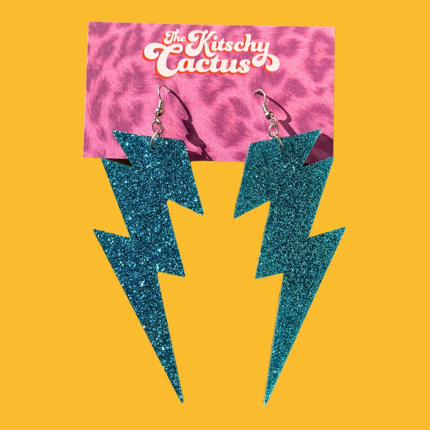 Star Man- Blue Glitter Lightning Bolt Earrings - The Kitschy Cactus