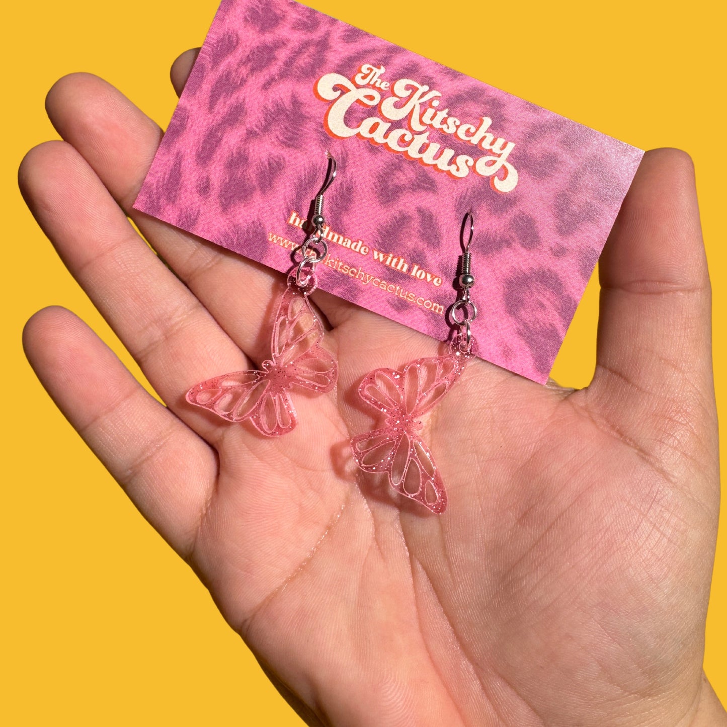 Mini Pink Butterfly Earrings - The Kitschy Cactus