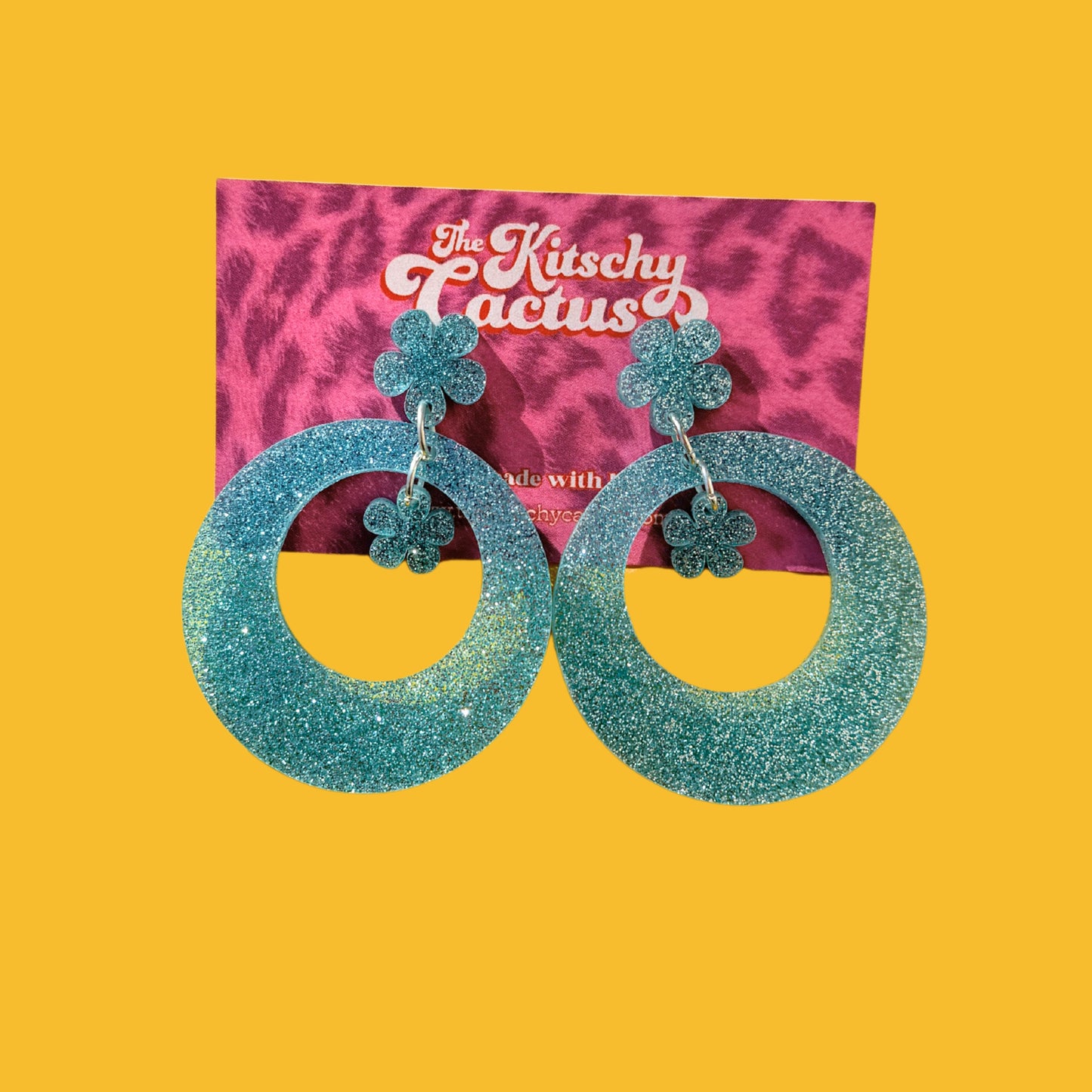 Blue Glitter Earrings - The Kitschy Cactus