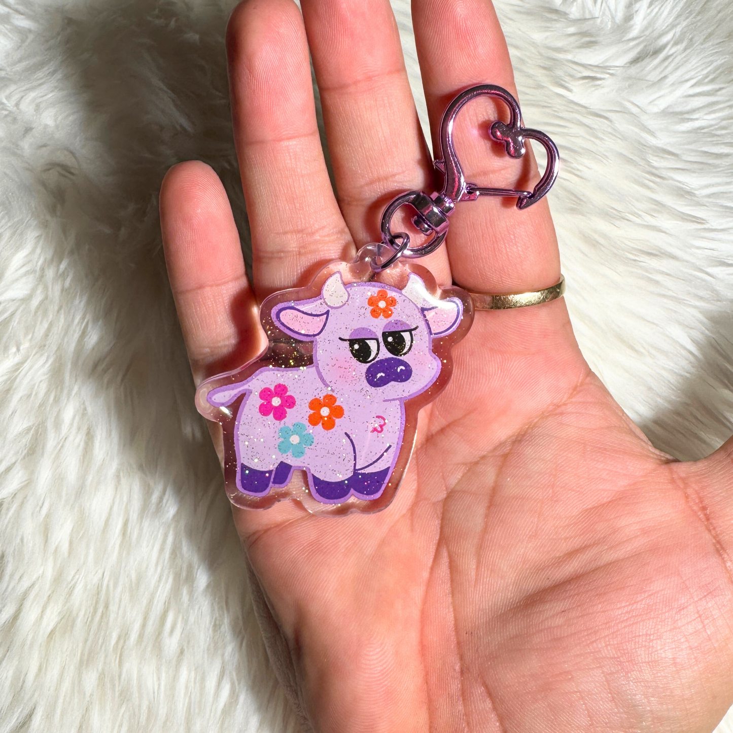 Cutie Cow Keychain (Lavender the cow) - The Kitschy Cactus