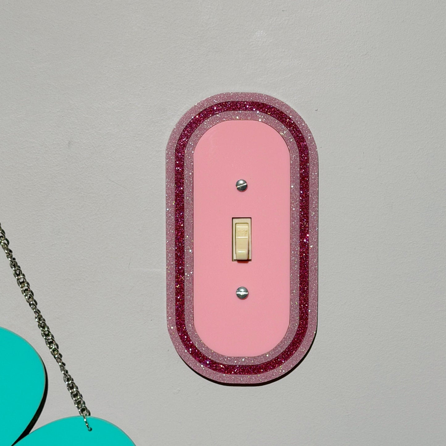 Girly Pop- Pink Glitter Light Switch Cover