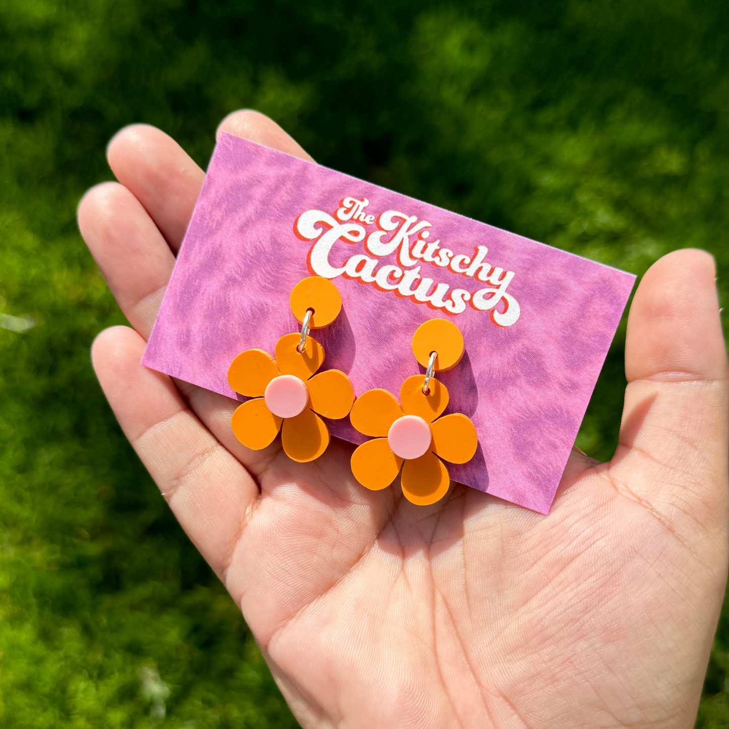 Mini Orange Flower Earrings - The Kitschy Cactus