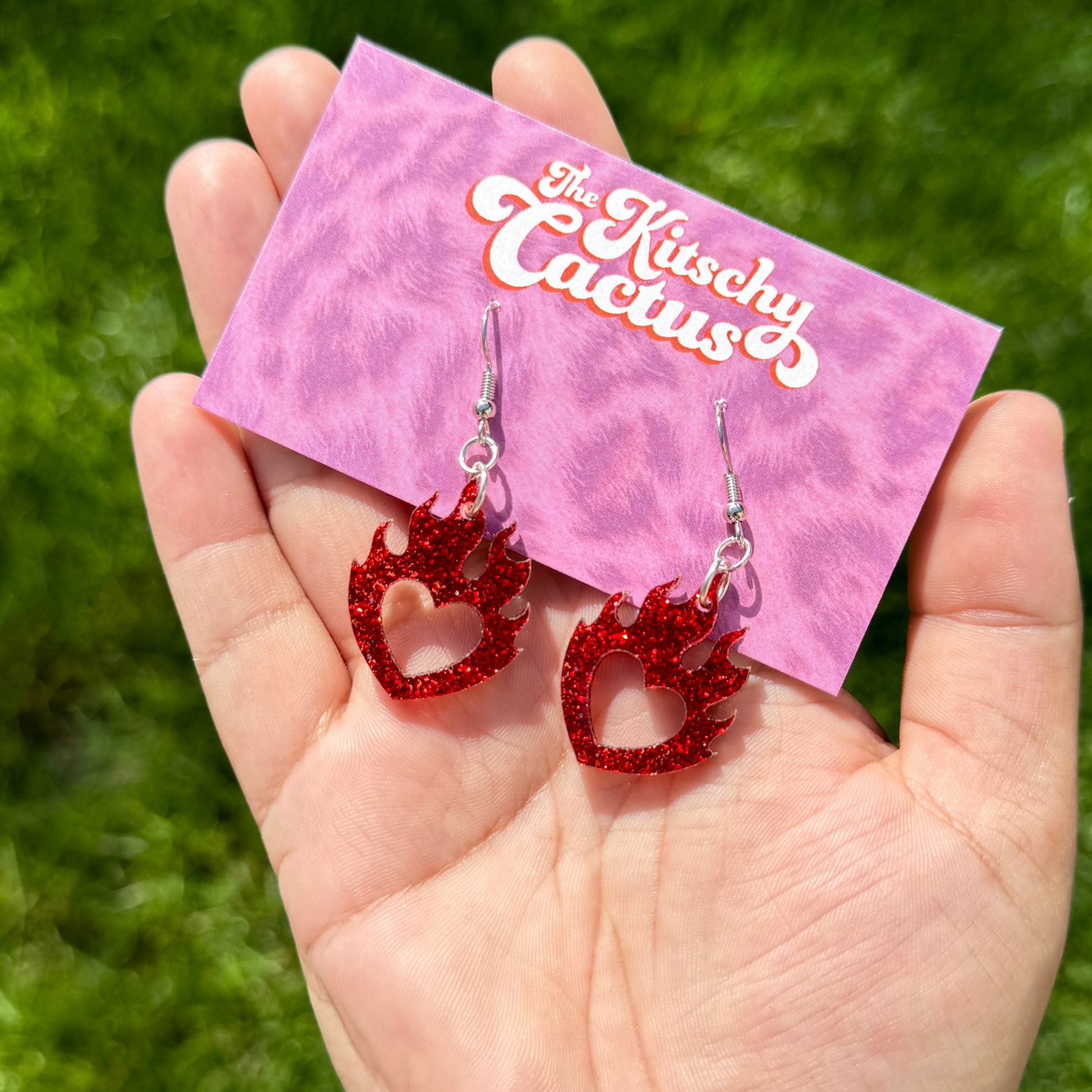 ✨Mini✨Flame Heart Earrings - The Kitschy Cactus