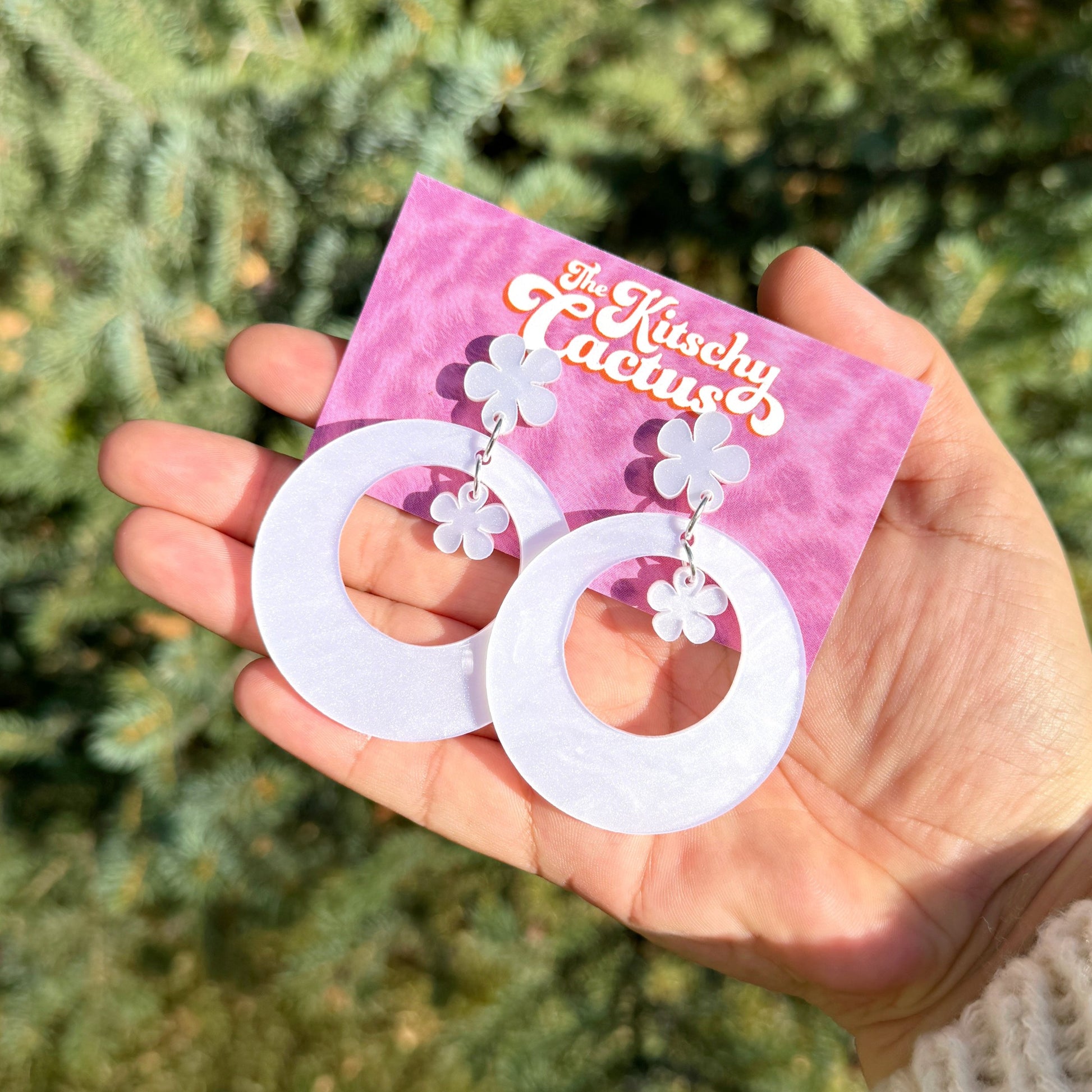 White Statement Circle Earrings - The Kitschy Cactus