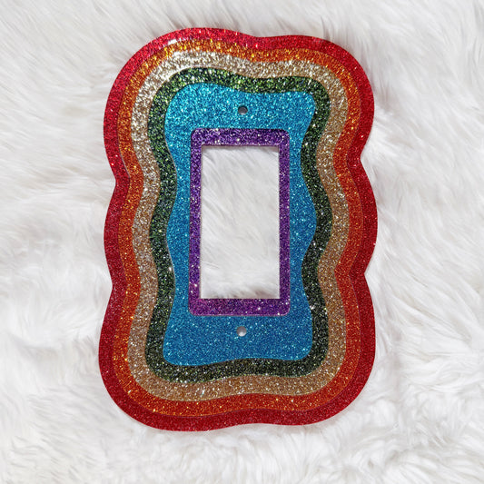 Glitter Rainbow Light Switch Cover (Rocker Style)