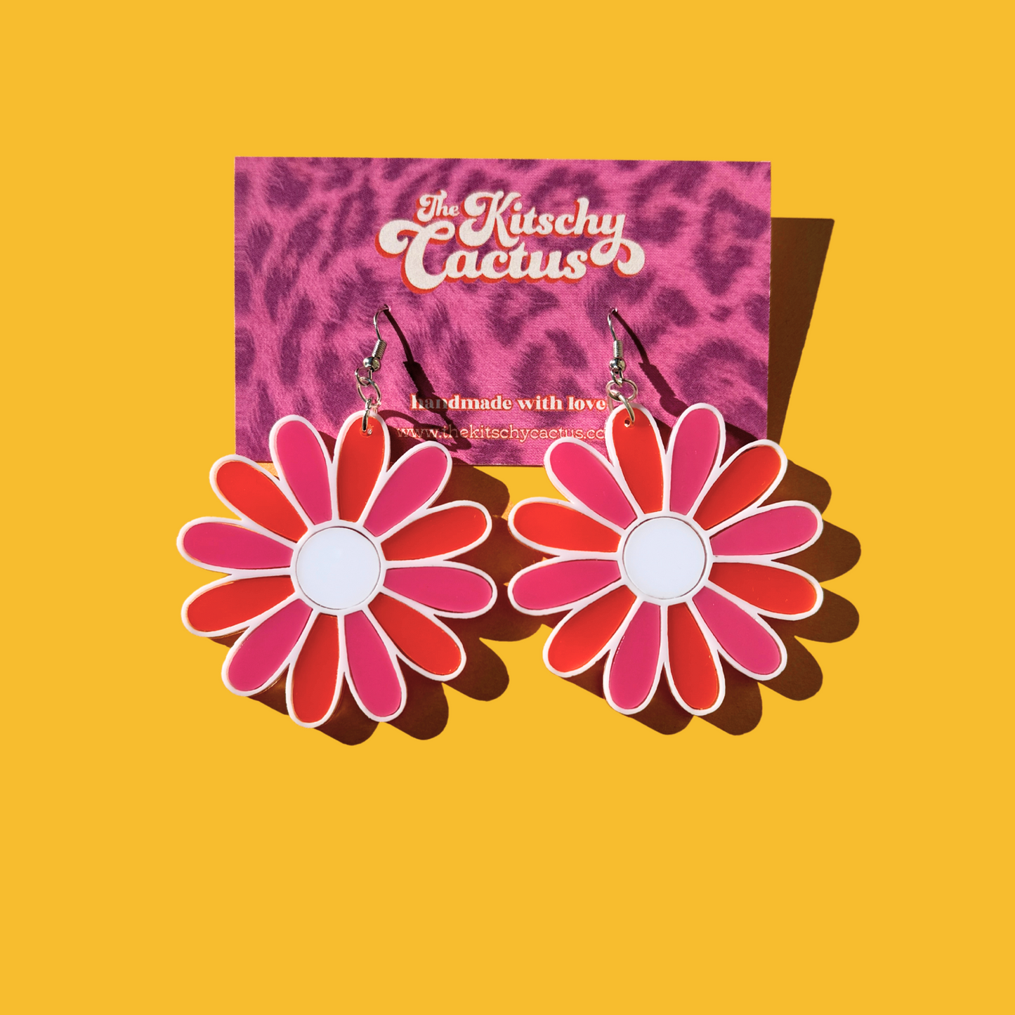 Pink and Orange Daisy Earrings - The Kitschy Cactus