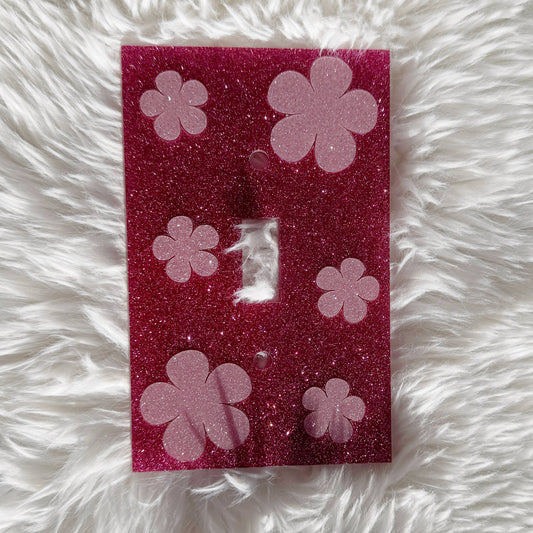 Lizzie- Pink Glitter Light Switch Cover