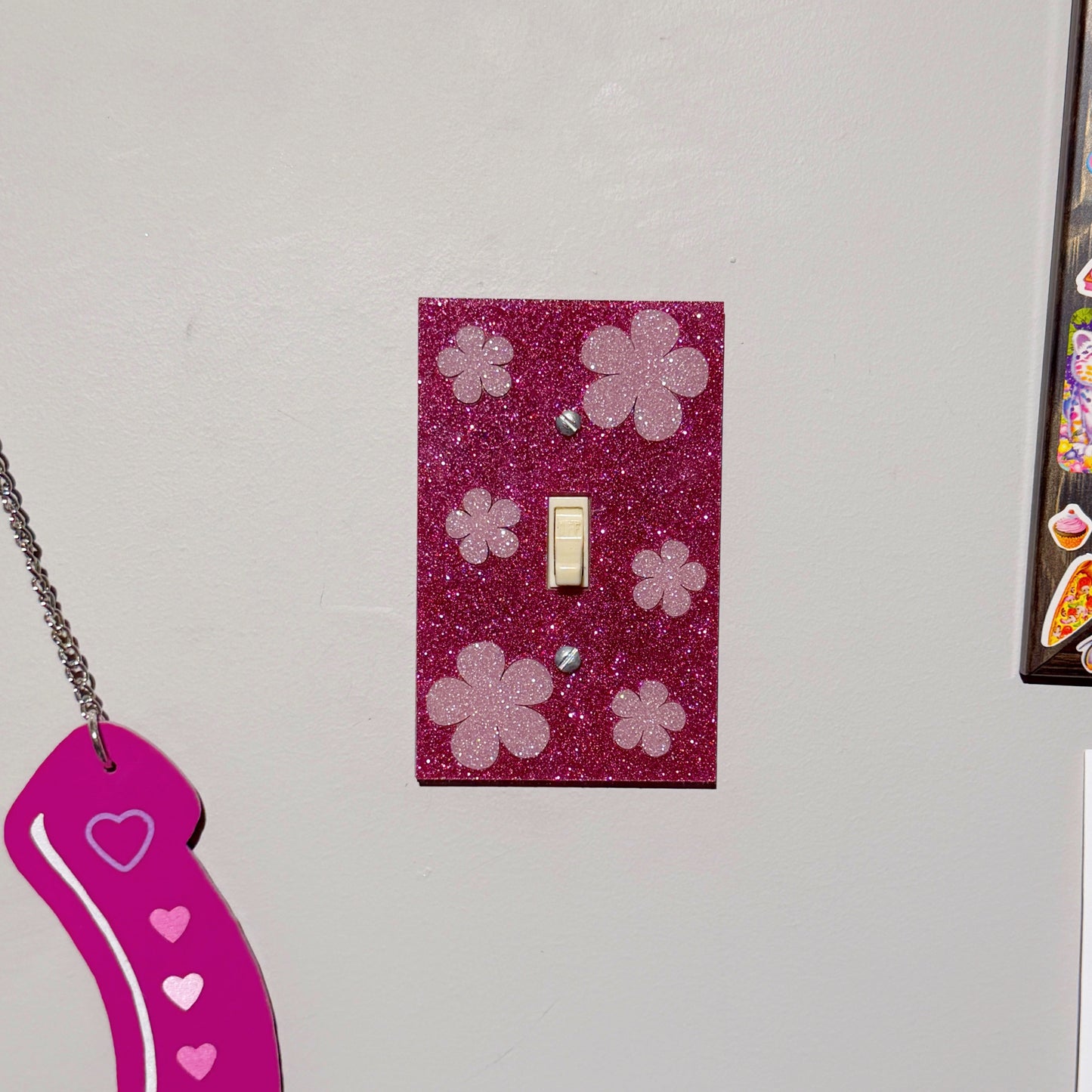 Lizzie- Pink Glitter Light Switch Cover
