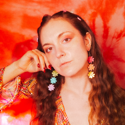 Foxy Lady (Rainbow Flower Dangles)