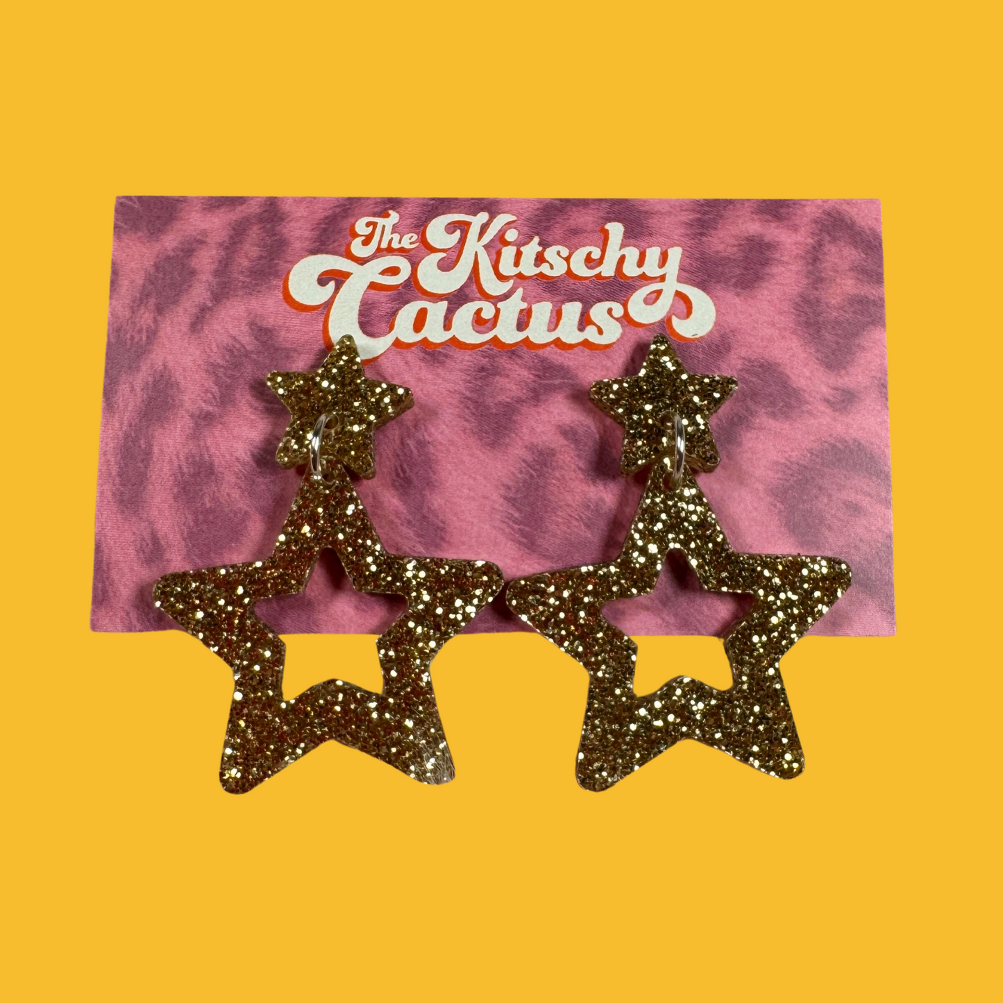 Gold Glitter Star Earrings - The Kitschy Cactus